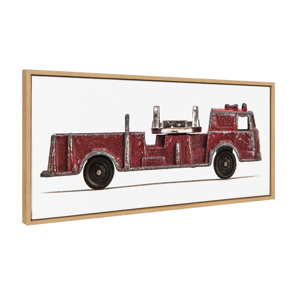 kate & laurel Sylvie Red Vintage Toy Fire Engine Framed Canvas by Saint and Sailor Studios