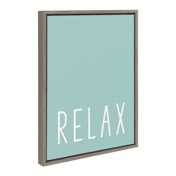Kate & Laurel Sylvie Relax In Pale Teal Framed Canvas By Apricot And Birch