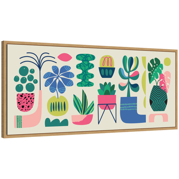 kate & laurel Sylvie Retro Bright Floral and Succulent Panel Framed Canvas by Rachel Lee