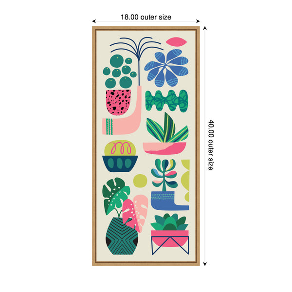 Kate & Laurel Sylvie Retro Bright Floral And Succulent Tall Narrow Framed Canvas By Rachel Lee