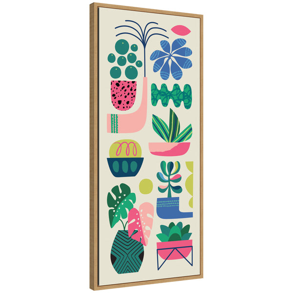 kate & laurel Sylvie Retro Bright Floral and Succulent Tall Narrow Framed Canvas by Rachel Lee