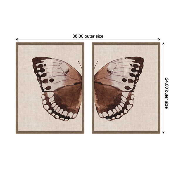 Kate & Laurel Sylvie Retro Butterfly Watercolor - 2 Piece Framed Canvas Art Set By The Creative Bunch Studio