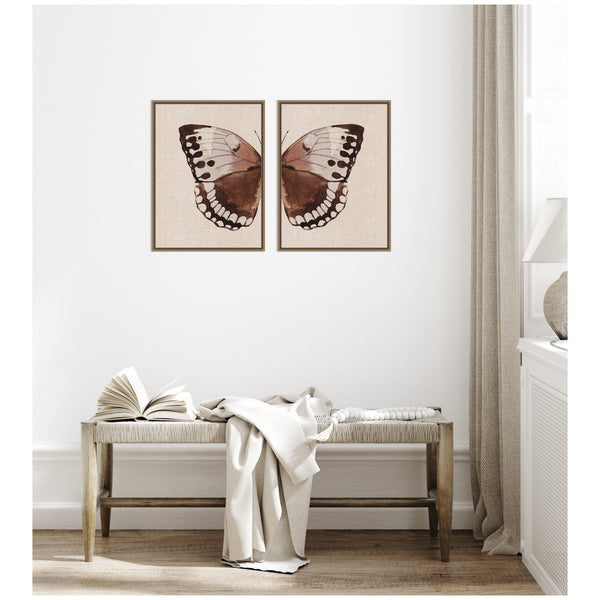 Kate & Laurel Sylvie Retro Butterfly Watercolor - 2 Piece Framed Canvas Art Set By The Creative Bunch Studio