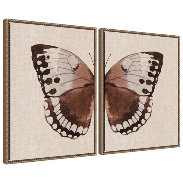 kate & laurel Sylvie Retro Butterfly Watercolor - 2 Piece Framed Canvas Art Set by The Creative Bunch Studio