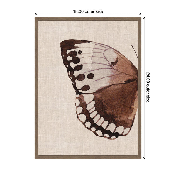 Kate & Laurel Sylvie Retro Butterfly Watercolor Diptych Neutral Burlap Left Framed Canvas By The Creative Bunch Studio