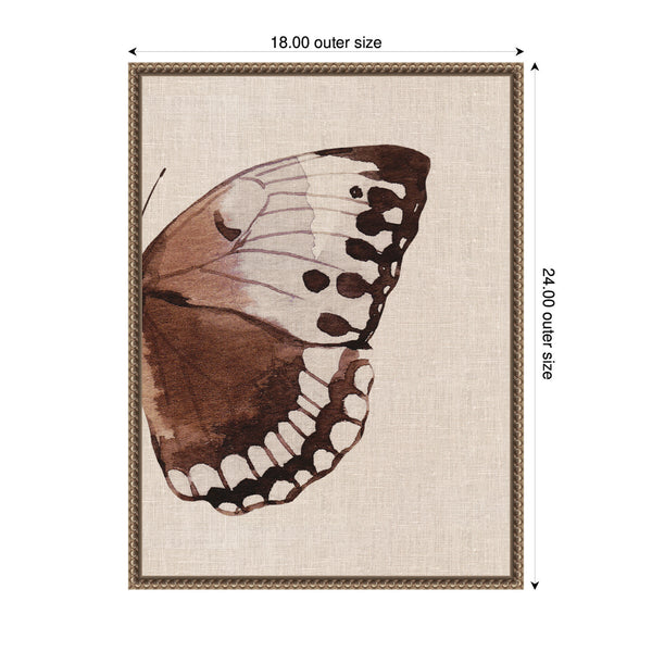 Kate & Laurel Sylvie Retro Butterfly Watercolor Diptych Neutral Burlap Right Framed Canvas By The Creative Bunch Studio