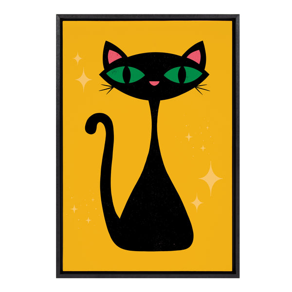 Kate & Laurel Sylvie Retro Cat Framed Canvas By Carrie Cantwell