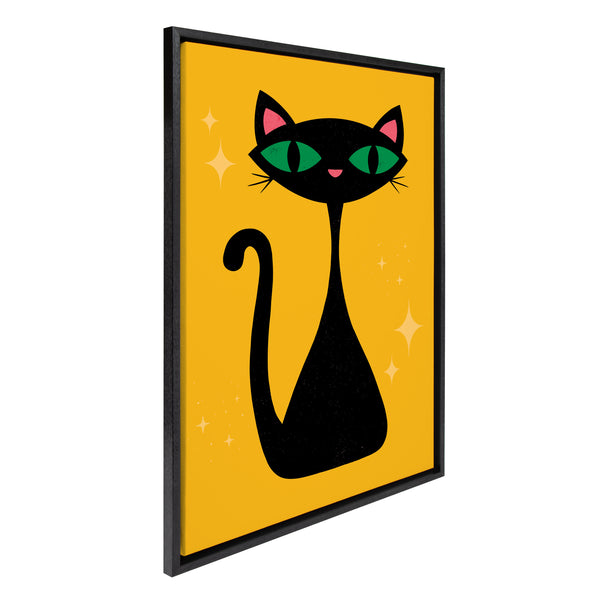 kate & laurel Sylvie Retro Cat Framed Canvas by Carrie Cantwell
