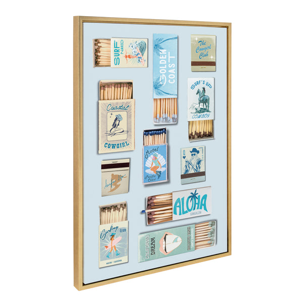 Kate & Laurel Sylvie Retro Matchbox Blue Coastal Cowgirl Framed Canvas By Honey Island Studio