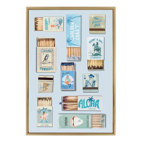 Kate & Laurel Sylvie Retro Matchbox Blue Coastal Cowgirl Framed Canvas By Honey Island Studio