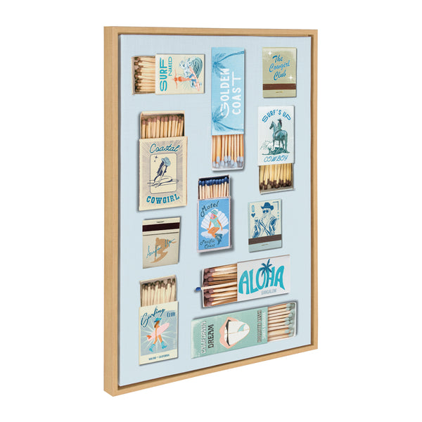 kate & laurel Sylvie Retro Matchbox Blue Coastal Cowgirl Framed Canvas by Honey Island Studio