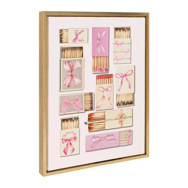 Kate & Laurel Sylvie Retro Matchboxes Bows Framed Canvas By Honey Island Studio