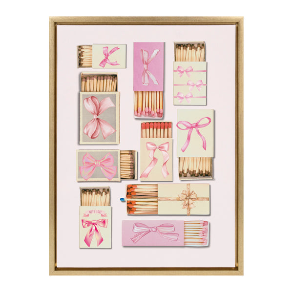 Kate & Laurel Sylvie Retro Matchboxes Bows Framed Canvas By Honey Island Studio