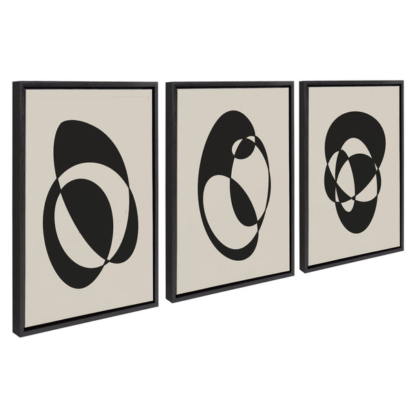Kate & Laurel Sylvie Retro Midcentury Modern Abstract Graphic Shapes Framed Canvas Art Set By The Creative Bunch Studio
