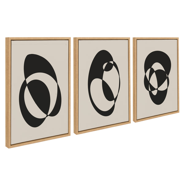 kate & laurel Sylvie Retro Midcentury Modern Abstract Graphic Shapes Framed Canvas Art Set by The Creative Bunch Studio