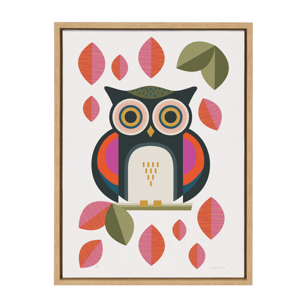 Kate & Laurel Sylvie Retro Owl Framed Canvas By Carey Copeland