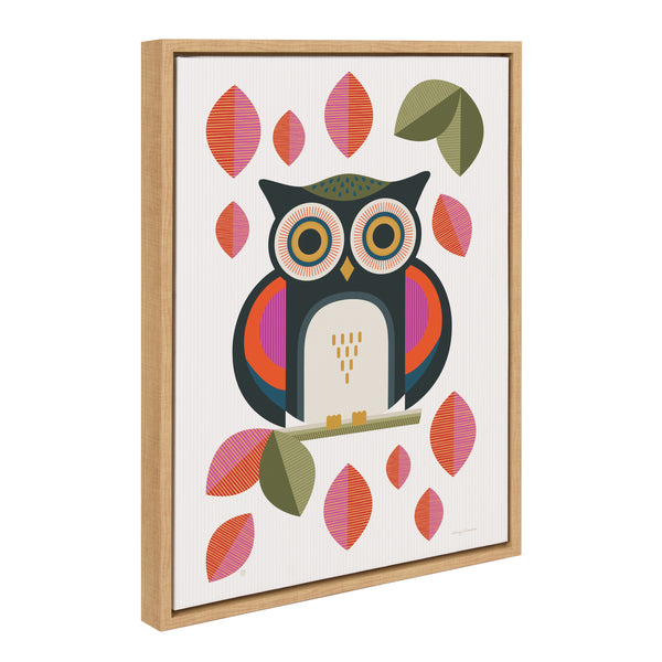 kate & laurel Sylvie Retro Owl Framed Canvas by Carey Copeland