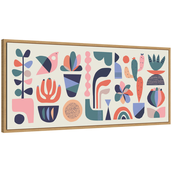 kate & laurel Sylvie Retro Pastel Floral and Succulent Panel Framed Canvas by Rachel Lee