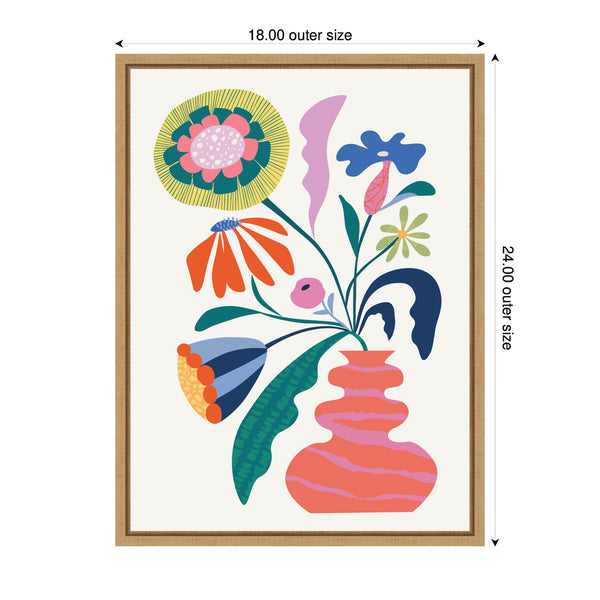 Kate & Laurel Sylvie Retro Whimsical Floral Vase Framed Canvas By Rachel Lee