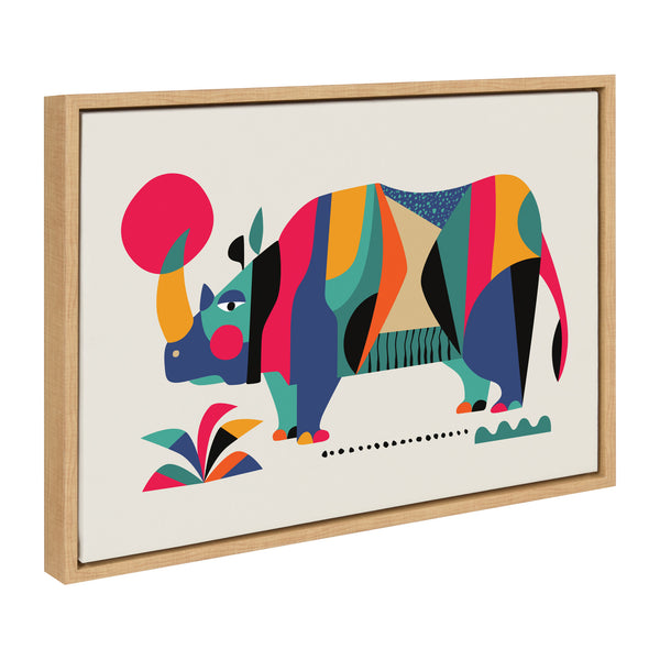 Kate & Laurel Sylvie Rhinoceros Framed Canvas By Rachel Lee Of My Dream Wall