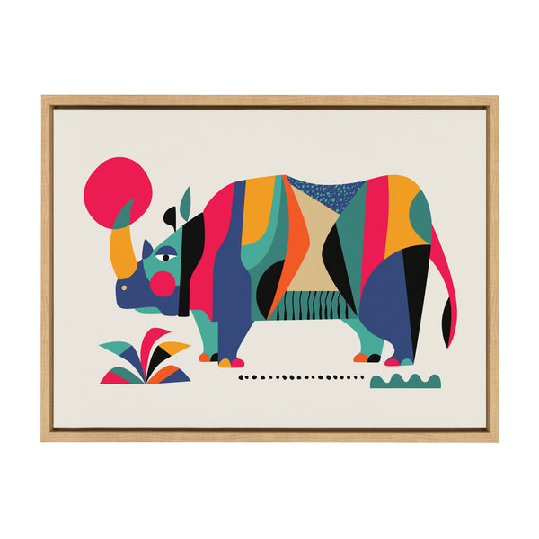 kate & laurel Sylvie Rhinoceros Framed Canvas by Rachel Lee of My Dream Wall