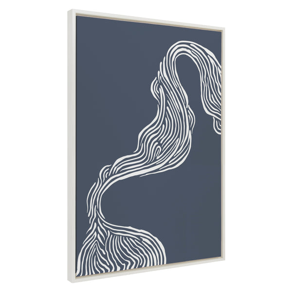 Kate & Laurel Sylvie Rich Blue Abstract River Framed Canvas By The Creative Bunch Studio
