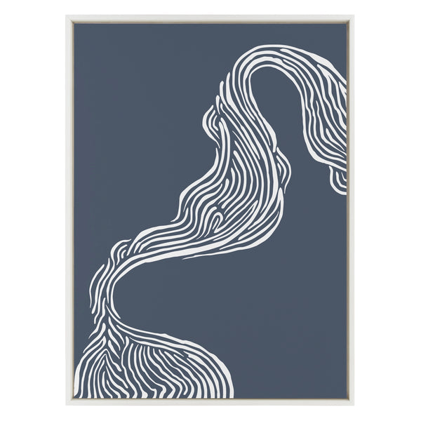 Kate & Laurel Sylvie Rich Blue Abstract River Framed Canvas By The Creative Bunch Studio