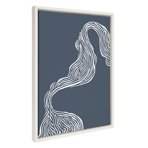 kate & laurel Sylvie Rich Blue Abstract River Framed Canvas by The Creative Bunch Studio