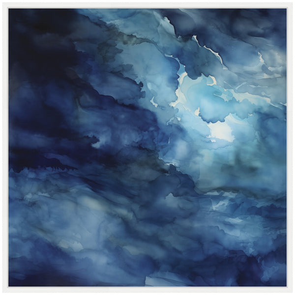 Kate & Laurel Sylvie Rich Blue Watery Abstract Framed Canvas By The Creative Bunch Studio
