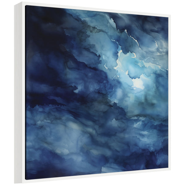 kate & laurel Sylvie Rich Blue Watery Abstract Framed Canvas by The Creative Bunch Studio