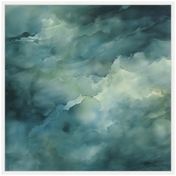 Kate & Laurel Sylvie Rich Green Teal Watery Abstract Framed Canvas By The Creative Bunch Studio