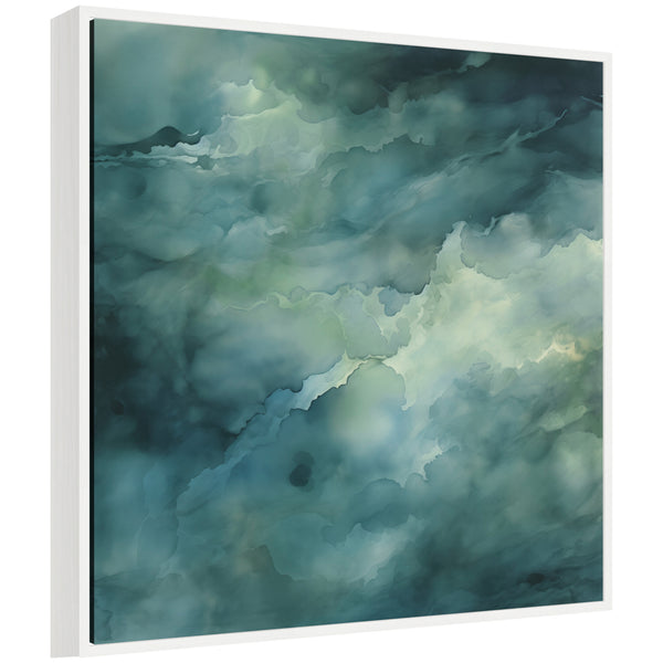 kate & laurel Sylvie Rich Green Teal Watery Abstract Framed Canvas by The Creative Bunch Studio