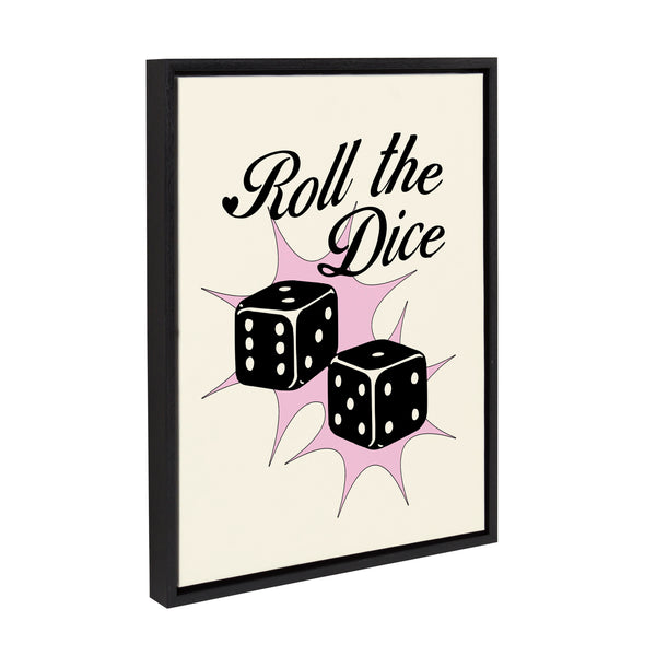 Kate & Laurel Sylvie Roll The Dice Pink Framed Canvas By Alli Standefer