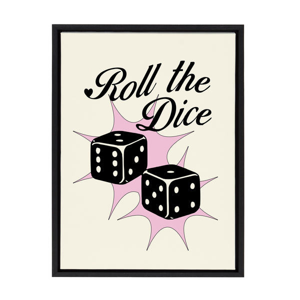 Kate & Laurel Sylvie Roll The Dice Pink Framed Canvas By Alli Standefer