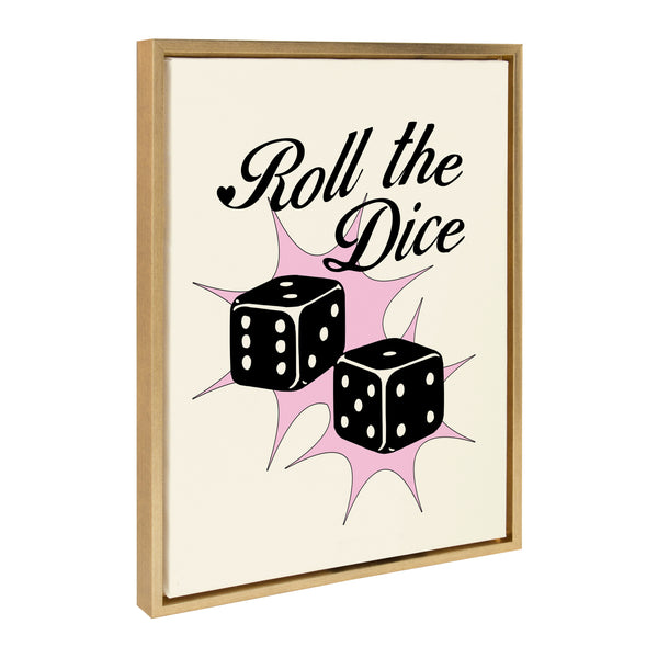 kate & laurel Sylvie Roll The Dice Pink Framed Canvas by Alli Standefer
