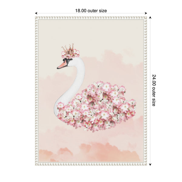 Kate & Laurel Sylvie Romantic Floral Swan Framed Canvas By July Art Prints