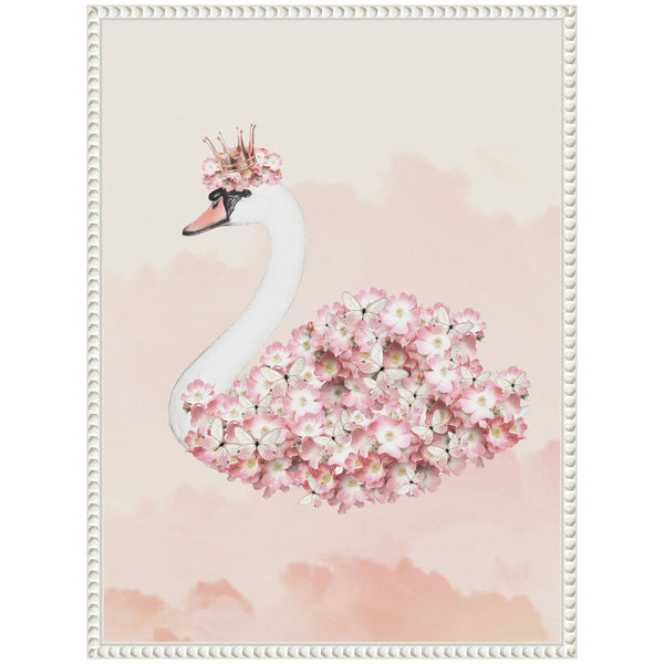 Kate & Laurel Sylvie Romantic Floral Swan Framed Canvas By July Art Prints