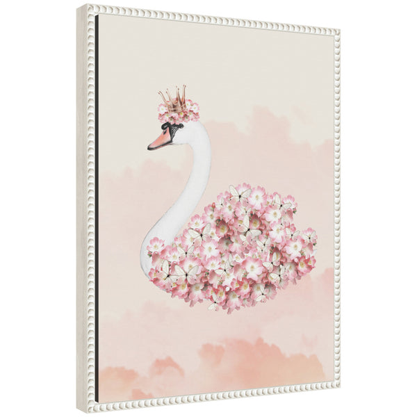kate & laurel Sylvie Romantic Floral Swan Framed Canvas by July Art Prints