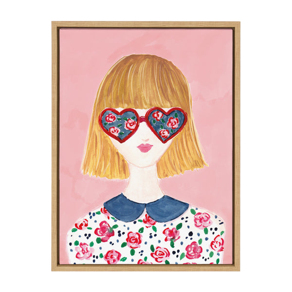 Kate & Laurel Sylvie Rose Glasses Framed Canvas By Sara Berrenson