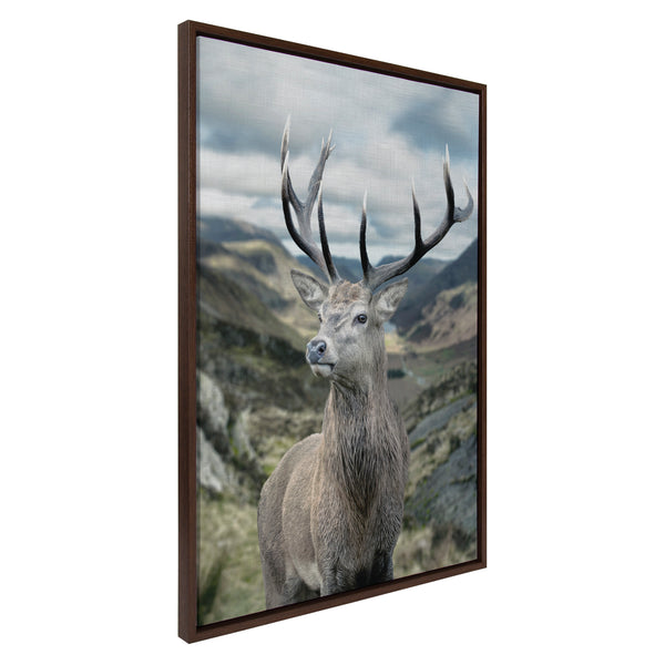 Kate & Laurel Sylvie Rosebud Deer Portrait With Linen Texture Framed Canvas By The Creative Bunch Studio
