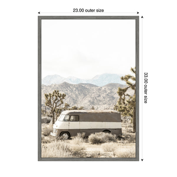 Kate & Laurel Sylvie Rustic Desert Vintage Van In Joshua Tree Framed Canvas By Saint And Sailor Studios