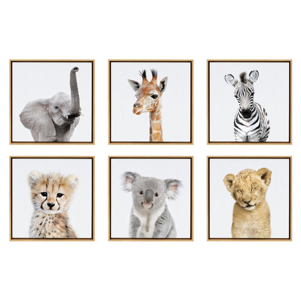 Kate & Laurel Sylvie Safari Animal Framed Canvas Art Set By Amy Peterson