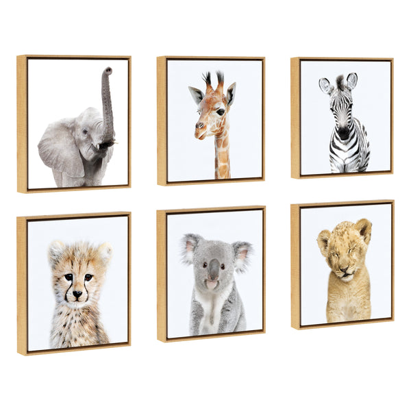 Kate & Laurel Sylvie Safari Animal Framed Canvas Art Set By Amy Peterson