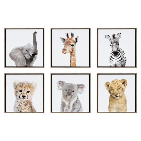 kate & laurel Sylvie Safari Animal Framed Canvas Art Set by Amy Peterson