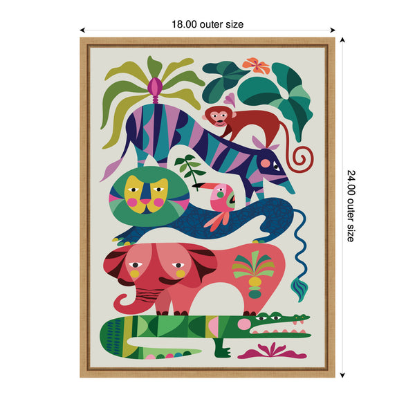 Kate & Laurel Sylvie Safari Animals Framed Canvas By Rachel Lee