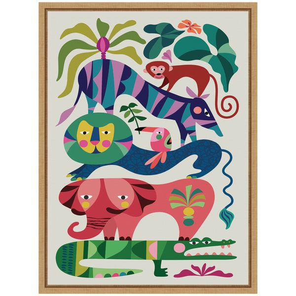 Kate & Laurel Sylvie Safari Animals Framed Canvas By Rachel Lee