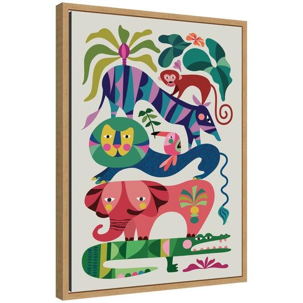 kate & laurel Sylvie Safari Animals Framed Canvas by Rachel Lee
