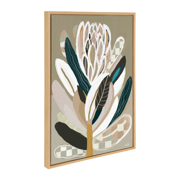 Kate & Laurel Sylvie Sage Protea Framed Canvas By Inkheart Designs