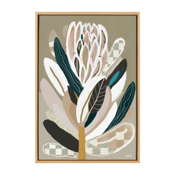 Kate & Laurel Sylvie Sage Protea Framed Canvas By Inkheart Designs
