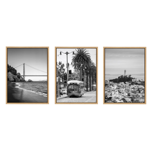 Kate & Laurel Sylvie San Francisco Black And White Framed Canvas Art Set By Crystal Lynn Collins